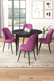 Hanah Home Juego de Mesa y Sillas de Comedor de 5 Piezas, Mármol Negro y Morado
